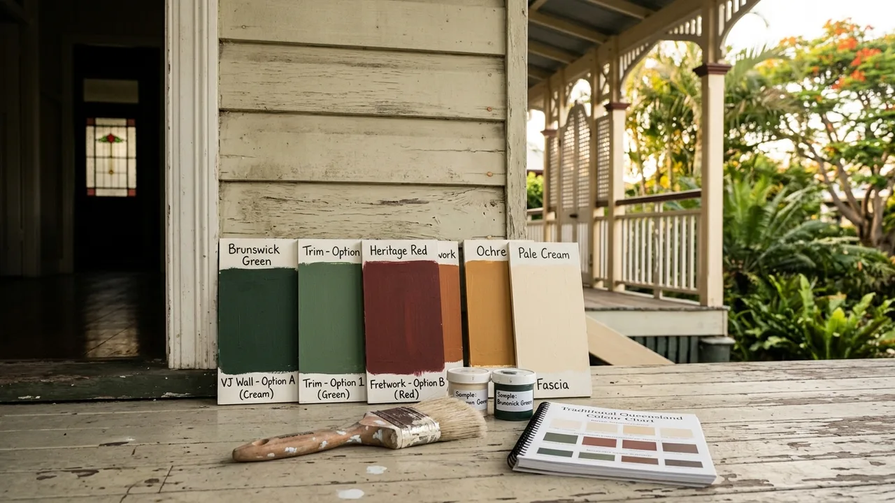 Brisbane painter detail relevant to "Choosing a Heritage Colour Scheme for an Inner West Brisbane Home"