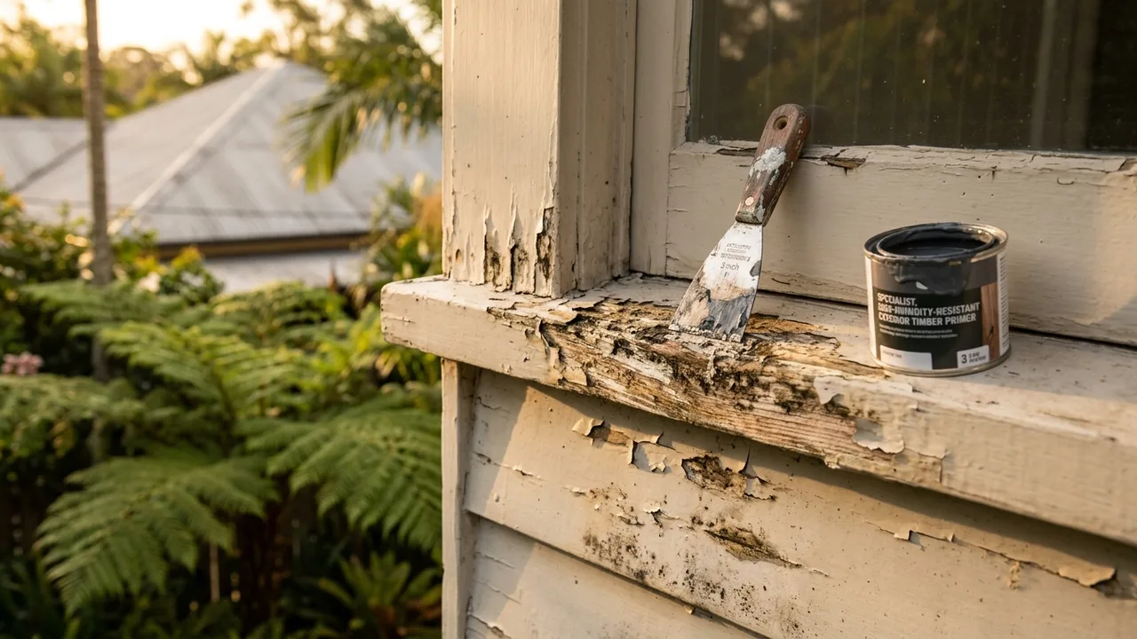 Brisbane painter detail relevant to "How Brisbane's Humidity Destroys Paint and What to Do About It"
