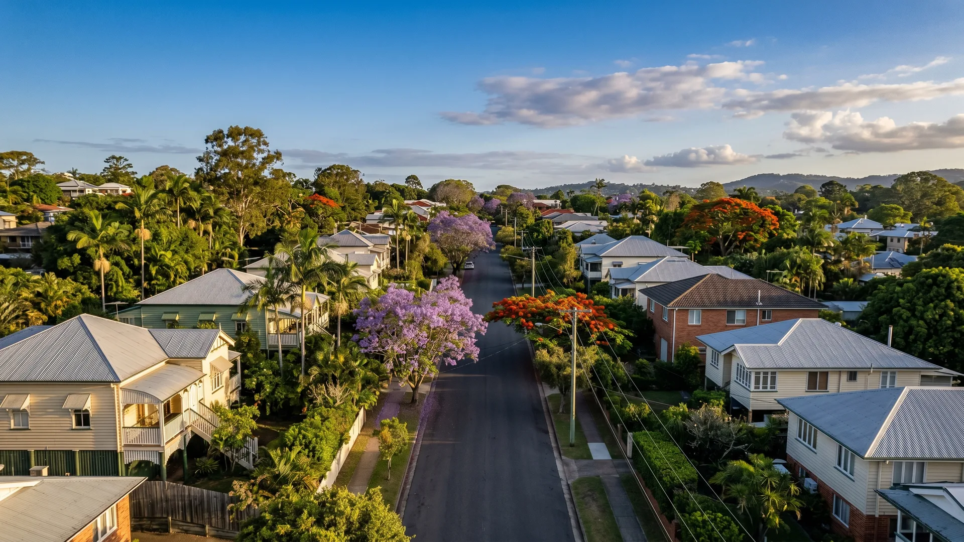 Aerial view of inner-Brisbane suburban streets near Ashgrove